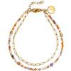 SINGULARU - Bracciale Double Crystal Summer. Acciaio con Finitura Placcata Oro 18Kt. Dettagli in Cristalli Colorati. Lunghezza 21 cm. Gioielli da Donna
