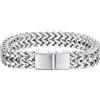 Richsteel Bracciale Uomo Catena Intrecciata Speciale Larghezza 6/10/12 MM Braccialetti Argento Uomo Nero Regalo Ragazzo