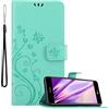 Cadorabo Custodia Libro per LG K10 2017 Eu in TURCHESE FIORE - in Design di Fiore con Chiusura Magnetica, Funzione Stand e 3 Vani di Carte - Portafoglio Cover Case Wallet Book Etui Protezione