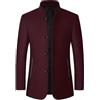 Goolecrimp Cappotto Classico Invernale da Uomo con Colletto alla Coreana Misto Moda Cappotto Slim Monopetto con Colletto alla Coreana Giacca a Vento Pesante da plotone Caldo (Bordeaux,4XL)