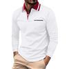 generisch Polo da uomo a maniche lunghe, vestibilità normale, con bottoni, a maniche lunghe, per golf, vacanze, business, sport, stretch, morbida, con taschino sul petto, bianco, M