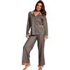 SNELLY Pigiama Donna Autunno Inverno Lungo, Aperto con Bottoni o con Collo Alto Mezza Zip, Cotone Punto Milano, Pigiami 2 Pezzi Morbido, Fantasia a Scelta Elegante e Moderno, Taglie S M L XL XXL 3XL