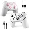 AceGamer 2pcs Controller Wireless per Switch/Switch 2/Lite/OLED, Controller per Switch Pro con funzione di risveglio con un solo pulsante con doppia vibrazione/turbo/screenshot(Rosa e Bianco)