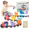 HouYa-Tec Giochi Legno Bambini 1-4 Anno, Trenino Legno Giocattolo per Bambini Giocattoli Bambino 1-4 Anni Giochi Educativi Montessori,Macchinine Bambina Regalo Pasqua Bambino
