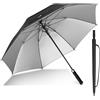 ZOMAKE UV Ombrello Golf 157cm,Ombrello da Golf Grande Protezione UV UPF 50+,Grandi Ombrello Pioggia Antivento Robusto Con Doppio Baldacchino,XXL ombrelli Automatico Per Uomo Donna(Nero Argento)
