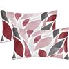 CaliTime Confezione da 2 federe per cuscini in morbido pile, motivo dalia cadente con petali di fiori, decorative, per divano, letto, divano, casa colonica, 30 x 50 cm, bordeaux, rosa, grigio