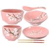 Housoutil 6Pcs Presepe Decorazione Decorazione Giapponese Piatti Di Bacchette Di Legno Piatto Di Porcellana Set Di Piatti Cucchiaio Piattino Suite Set Di Piatti In Ceramica Set Di