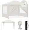 Laneetal Gazebo 3x3m Pieghevole, Gazebo da Giardino, Gazebo con Pareti Laterali, Pergola per Campeggio, Feste, Spiaggia, Gazebo Pop-up per Esterni, con Borsa per il Trasporto, Beige