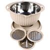 Asixxsix Set Scolapasta in Acciaio Inox, Ciotola 4 in 1 con Affettatrice, Cestello di Scarico Girevole, Coperchio e Grattugia, Centrifuga per Insalata, Pulitore per Frutta, Lavaverdure