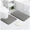 AUAUY Set Tappeti Bagno 2PZ in Microfibra, Tappetino da Bagno Antiscivolo con Forma a U, Tappetino Bathroom Super Assorbente, Antiscivolo Assorbe Lavabile, Per Vasca da Come WC, Grigio