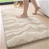 DEXI Tappeto Bagno Antiscivolo 60 x 110 cm, Tappetino Doccia Super Assorbente in Microfibra Morbido, Lavabile in Lavatrice, Design Moderni per Bagno, Cucina o Lavandino, Beige