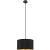 EGLO lampada a sospensione Zaragoza, lampada con paralume in tessuto nero e oro con decoro, illuminazione per soggiorno e sala da pranzo, E27, Ø 38 cm