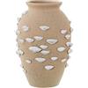 DRW Vaso da pavimento in ceramica con ornamento di conchiglie in ceramica naturale 29x29x40cm