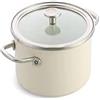 KitchenAid Steel Core Enamel Casseruola in acciaio smaltato, 20 cm/3,7 l, con coperchio, in smalto ingegnerizzato tedesco, a induzione, adatto al forno, lavabile in lavastoviglie, crema di mandorle