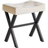 IBUYKE WBD018Y - Sgabello quadrato in lino a forma di U con gamba a X, poggiapiedi da tavolo, per camera da letto, soggiorno, biancheria da letto WBD018Y