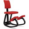 Varier Variable Plus Sedia Ergonomica con Schienale Imbottito Legno Nero, 100% Tessuto in Poliestere Riciclato, Rosso