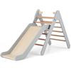 RELAX4LIFE 3 in 1 Triangolo da Arrampicata con Scivolo per Bambini, Scala per Arrampicarsi in Legno, Triangolo Stabile, Parco Divertimenti per Bimbi 1+ Anni