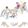 RELAX4LIFE 4 IN 1 Set di Triangolo da Arrampicata per Bambini, Triangolo+Scivolo+Arco Arrampicata, Palestra Montessoriana per Bambini, 1+ Anni (Grigio)