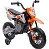 AIYAPLAY Moto elettrica per bambini AIYAPLAY, moto per bambini a 12V con musica, veicolo per bambini con ruote di allenamento staccabili, 2,4-5 km/h, per bambini di 3-6 anni, max. 30 kg, arancione