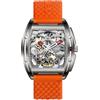 CIGA Design Serie Z orologio scheletrato a forma di tonneau, orologio automatico in lega di titanio con cinturino in silicone, un regalo prestigioso adatto sia per uomo che per donna