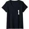 Sports Numbers Store Donna 1 stile sportivo in bianco Maglietta con Collo a V
