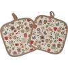 INGROSSO MERCERIE LCF Set 2 Presine da Cucina in cotone 100%, quadrate 18X18 cm, tessuto trapuntato. Prodotto artigianale italiano. (Beige)