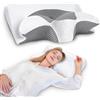 SAHEYER Cuscino Cervicale Memory Foam per Dormire Ortopedico Cuscino Antirussamento, 2 In 1 Cuscino Ergonomico per Chi Dorme Sulla Pancia, Sul Fianco e Sul Schiena, Con Federa, 59*43*12/15cm, Grigio