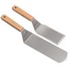 Anmarko Set di spatole in metallo, spatole per griglia, spatole teppanyaki, raschietto per piastra e paletta per pancake o hamburger, utensile in acciaio inox, ideale per barbecue e grill con parte superiore