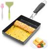 Tutamaz Padella Tamagoyaki, Padella per Omelette Giapponese, Padella per Uova, Pankache Padella con Spatola in Silicone e Pennello, Padella Rettangolare per Frittata per Induzione e Gas (Nero)