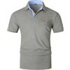 LIUPMWE Polo Uomo Manica Corta Basic Cotone T-Shirt Casual Golf Tennis Maglietta con Tasca Estate Poloshirt,Grigio-45,XL