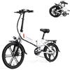 SAMEBIKE Bicicletta Elettrica per Adulti 20'',Pieghevole Bici Elettrica con Pedalata Assistita,City E-bike Unisex Adulto Batteria Rimovibile 48V10.4AH,Bici Elettriche per 7 Velocità (bianco)