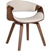 CLP Sedia da sala da pranzo Foley I Con bracciolo e struttura in legno I Sedia da cucina e da soggiorno, Colore:crema, Materiale:Ecopelle