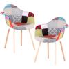 TTATC Set di 2 Poltrone Sedie da Pranzo con Braccioli, Sedie da Cucina Nordiche con Gambe in Legno, Sedie Imbottite con Cuscini Colorati, Rosso