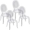 Baroni Home Set di 4 Sedie in Policarbonato Trasparente, Seduta Design Elegante Impilabile e Impermeabile da Soggiorno, Sala da Pranzo, Camera da Letto, 48X46X98, Vienna