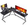Yaheetech Scrivania Angolare Angolo per Computer Scrivania a Forma di L Postazione da Lavoro per Casa Ufficio Scrivania Gaming in Lengo e Metallo Tavolo Porta PC Spazioso Nera 162 x 130 x 75 cm