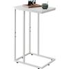 WLIVE Tavolino a Forma di C - Tavolino Laterale in Metallo per Divano, Comodino Rettangolare per Salotto e Camera, 39 x 29 x 63 cm, Stile Marrone Rustico (Bianco)