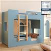 smartwood Letto a Castello per Bambini 80x190 - Blu - Scala Sinistra - Letto Bambino per Ragazzi & Ragazze con Rete a Doghe & Sponda - Mimi BL - Portata Massima 230 kg