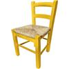 PALUPLUS Sediolina in Legno di Faggio, Misura 30x24x52 cm, Seduta in Paglia Intrecciata, Sedia Baby Bassa da Camino, per Cameretta, Cucina, Made in Italy -21F (Giallo)