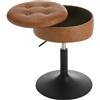WOLTU Sgabello da Trucco Girevole, Sedile Regolabile in Altezza, Sedia da Bar Rotondo con Contenitore, Pelle Sintetica Vintage, Base in Metallo, per Cucina, Soggiorno, Marrone, BH439br-1