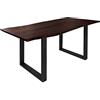 MASSIVMOEBEL24.DE FREEFORM 3 Tavolo da pranzo in legno di acacia - laccato marrone/gambe in ferro - antracite mat 180x90x76