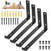 SiGuLiKeJi 4 staffe per mensole per ponteggi, resistenti, per scaffalature, colore nero, stile industriale, rustico, staffe da parete in metallo con bordi per ponteggi (142 mm/5,6 pollici) (288 mm)