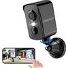 Ediloca Telecamera WiFi Interno/Esterno, Videocamera Sorveglianza 2K 3MP Senza Fili Batteria Ricaricabile, Rotazione 300°, Rilevamento Umano PIR, Visione Notturna a Colori, Impermeabile IP65