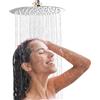 Aurobest 9.84 Pollici/25cm Soffione Doccia Rotondo Grande,Soffione Doccia Pioggia Alta Pressione Fisso Inox 304,Accessori Bagno G1/2, Doccione per Doccia Regolabile 360°con Getti Silicone Anticalcare(Argento)