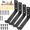 SiGuLiKeJi 4 staffe per mensole per ponteggi, resistenti, per scaffalature, colore nero, stile industriale, rustico, staffe da parete in metallo con bordi per ponteggi (142 mm/5,6 pollici) (187 mm)