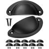 FUXXER®, Set di 10 maniglie antiche per cassetti, stile retrò, per mobili e comodini, con viti, nero