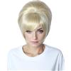Linfairy Parrucca corta a nido d'ape anni '60 perfetta per feste di Halloween cosplay parrucche cotonate (Blonde)