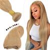 Elailite Extension Tessitura Capelli Veri Matassa #27 Biondo Scuro Brazilian Bundle Virgin Human Hair Lisci Fascia Unica 100g 30cm