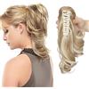 MY-LADY Coda di Cavallo Clip in Hair Extension Capelli Riccio Parrucchino Claw on Ponytail Estensioni Sintetiche Posticci Donna 30cm Ricci Sandy Blonde e Bleach Blonde