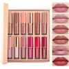 AMZSEA Rossetto liquido Set Matte Pearlescent Not Sticky Cup Lip Glaze 12 Color Book Lip Gloss Set, il regalo più caldo per la tua ragazza.