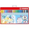 STABILO - Pennarello Premium con punta a pennello - Pen 68 brush | Scatola in metallo da 25 con gancio, con 19 colori assortiti